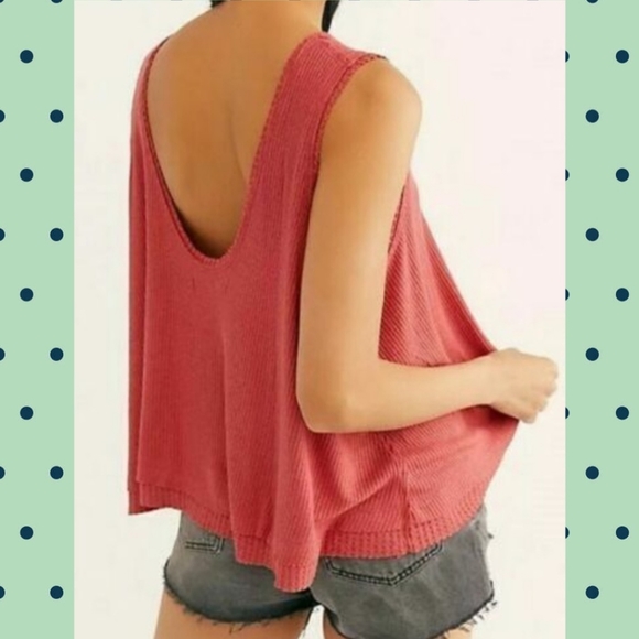 We The Free | Free People Flor De Mayo Tank Top Red Orange Scoop Neck Size S/M - Picture 4 of 9